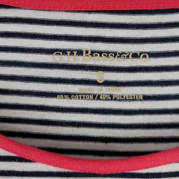 G.H.‎ Bass & Co Womens Size Small Pink Blue White Striped 3/4 Sleeve T Shirt - Picture 3 of 3